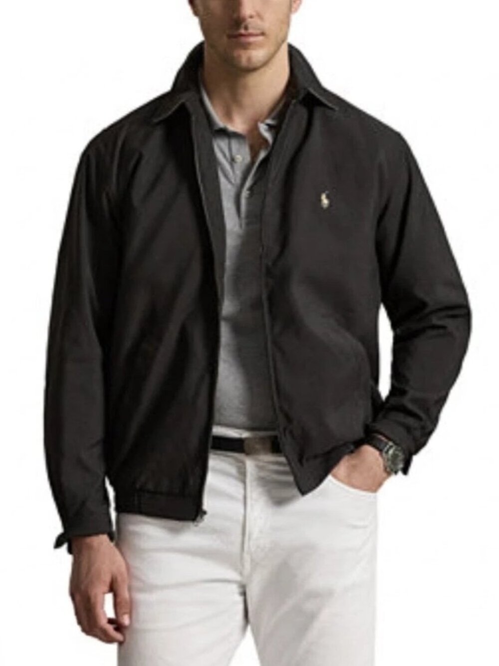 Polo Ralph Lauren Bi Swing Windbreaker Jacket Black Men's Full Zip Size L
